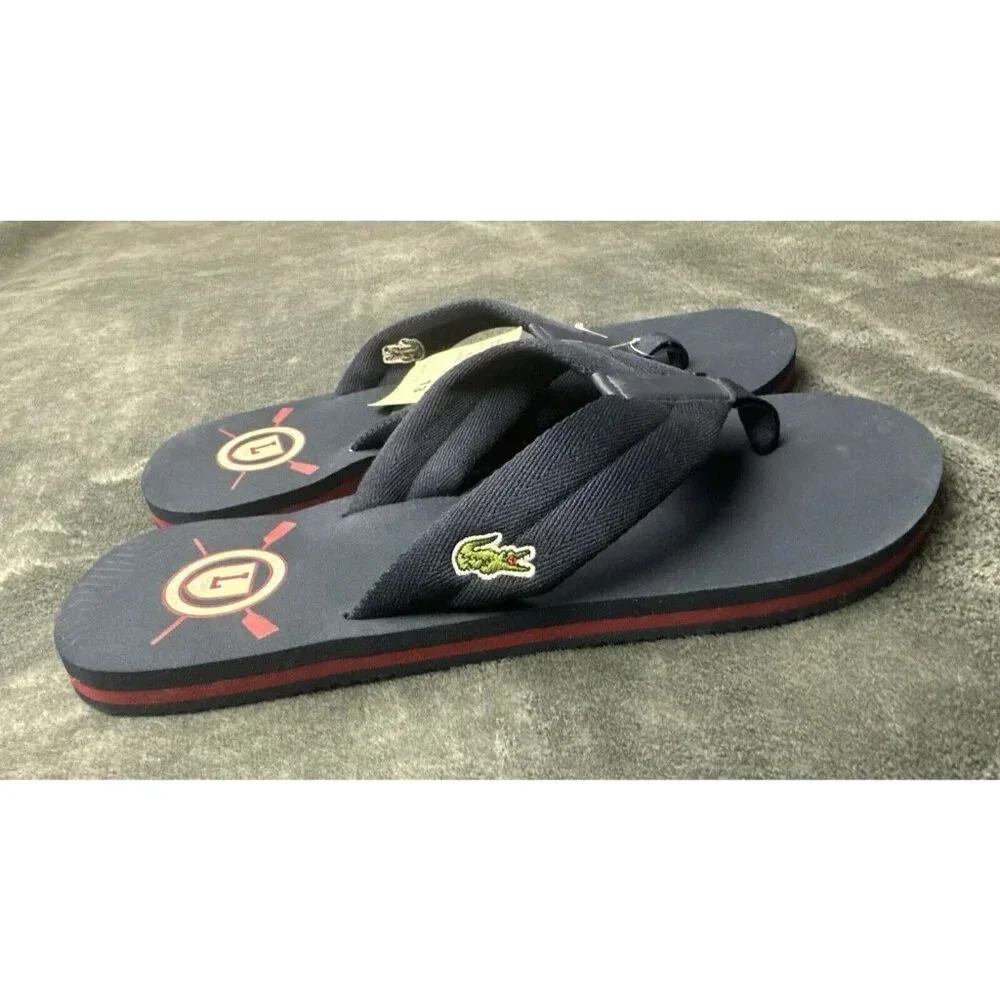 Lacoste Men's Randle TBC Flip Flop Rowing Club Blue Size 13 New - Picture 2 of 16